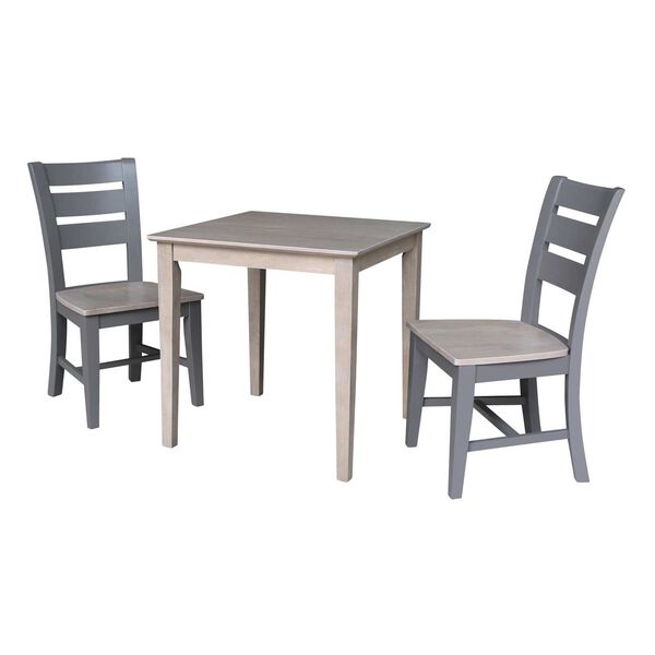 Washed Gray Clay Taupe 30 x 30 Inch Dining Table with Two Chairs, image 1