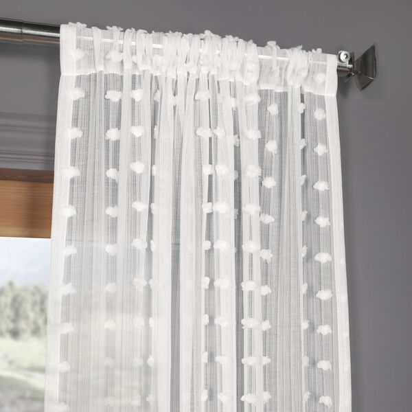 Dot Patterned Linen Sheer Curtain Single Panel, image 3