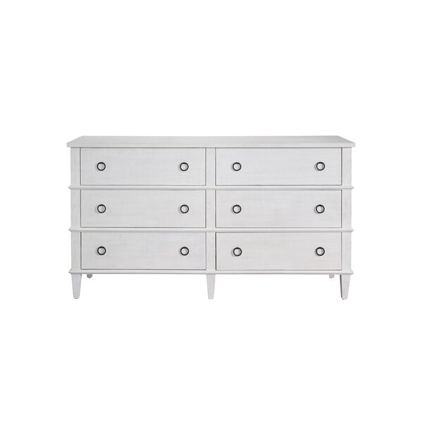 White 68-Inch Six-Drawer Dresser, image 3