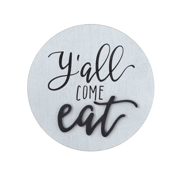 White Y all Come Eat Square Pine Wood Wall Decor, image 1