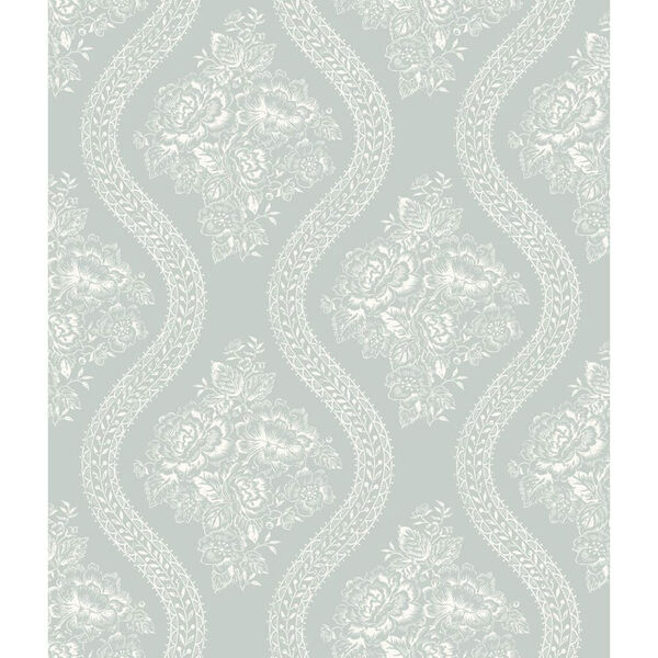 Coverlet Floral White and Blue Removable Wallpaper, image 1