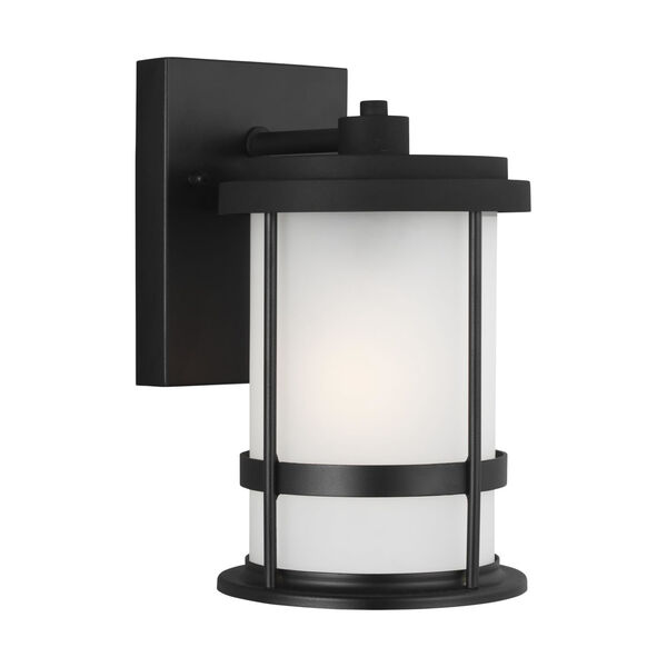 Wilburn Black Six-Inch One-Light Outdoor Wall Sconce with Satin Etched Shade, image 2