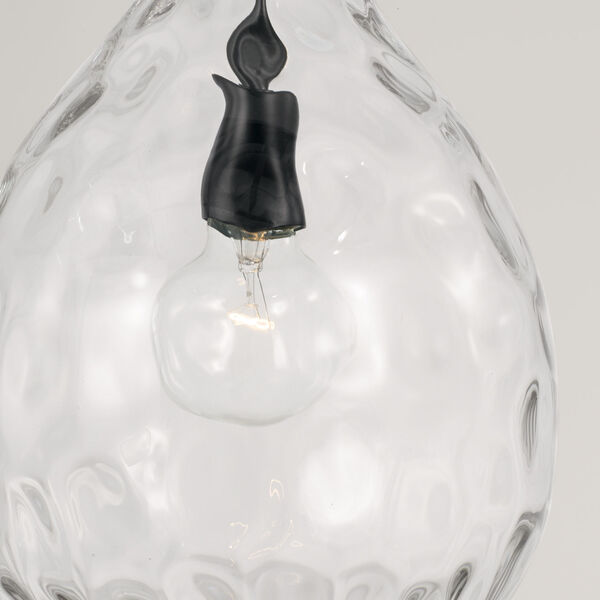 Brentwood Matte Black One-Light Pendant with Clear Water Glass, image 2