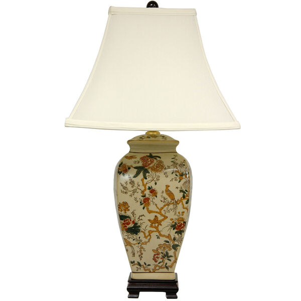 25-inch Autumn Birds and Flowers Vase Lamp, image 1
