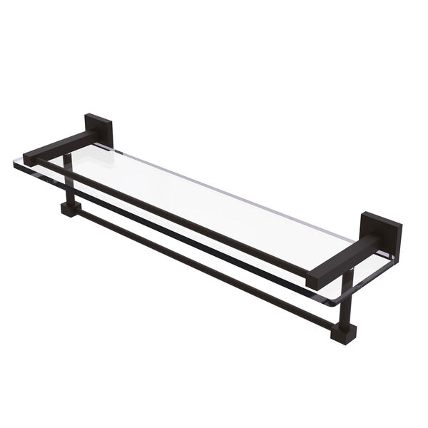 Montero Oil Rubbed Bronze 22-Inch Glass Shelf with Towel Bar, image 1