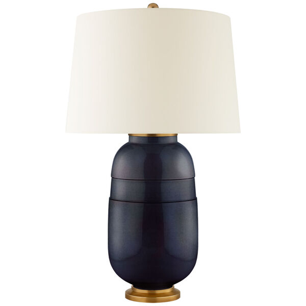 Newcomb Medium Table Lamp in Mixed Blue Brown with Natural Percale Shade by Christopher Spitzmiller, image 1