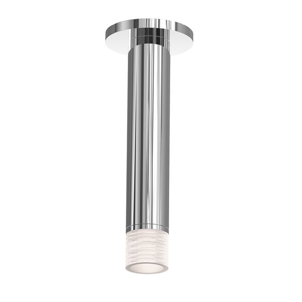 ALC Polished Chrome Two-Inch One-Light LED Flush Mount with Etched Ribbon Glass Trim, image 1