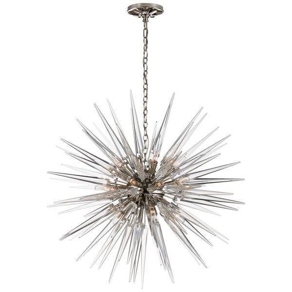 Quincy Medium Sputnik Chandelier in Polished Nickel with Clear Acrylic by Chapman and Myers, image 1