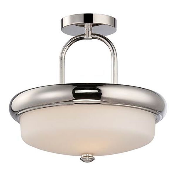 Dylan Polished Nickel LED Semi-Flush with Etched Opal Glass, image 1