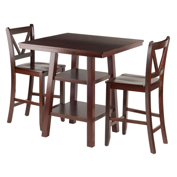 Orlando 3-Piece Set High Table, 2 Shelves with 2 V-Back Counter Stools, image 1