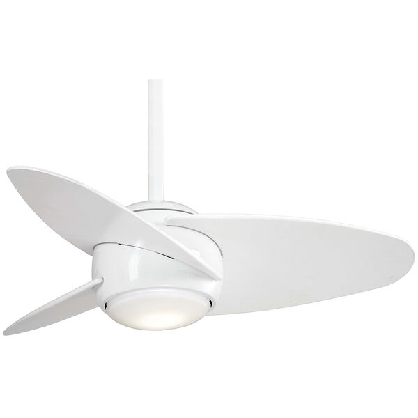 Slant White LED Ceiling Fan, image 1