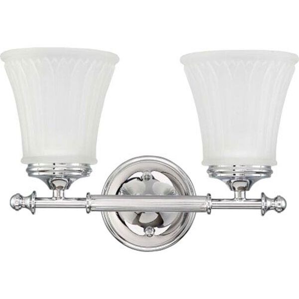 Teller Polished Chrome Two-Light Bath Fixture with Frosted Etched Glass, image 1