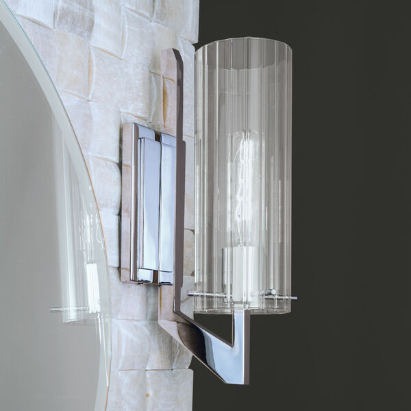 Faceted Chrome One-Light Wall Sconce, image 1