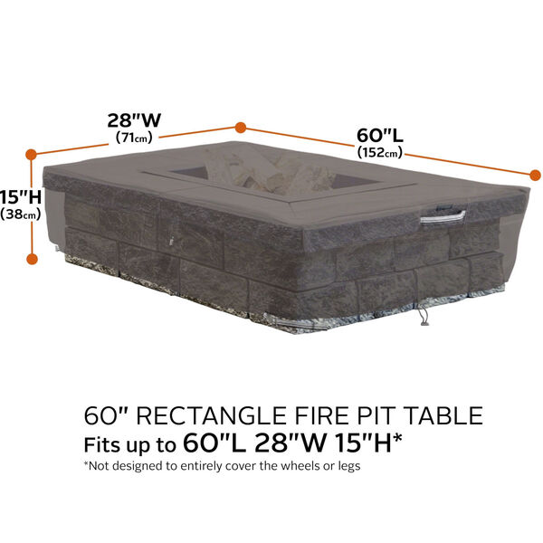 Maple Dark Taupe Rectangular Fire Pit Table Cover, image 4