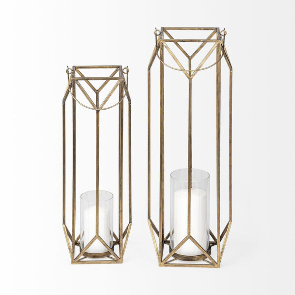 Ivy Gold 30-Inch Geometric Cage Candle Holder, image 2