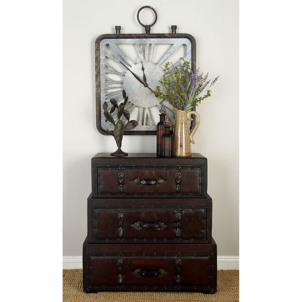 Brown Faux Leather and Wood Chest, image 4