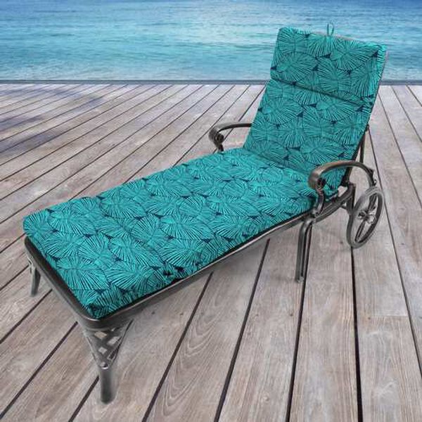Talia Caribe Blue 22 x 72 Inches French Edge Outdoor Chaise Lounge Cushion, image 5