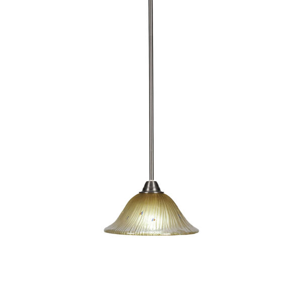 Paramount Brushed Nickel One-Light 10-Inch Pendant with Amber Crystal Glass, image 1
