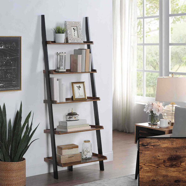 American Heritage Barnwood and Black Ladder Bookshelf, image 1