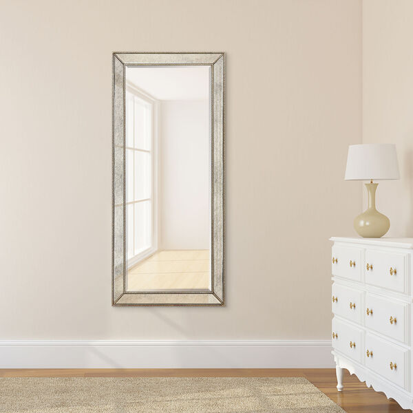 Champagne Bead Silver 54 x 24-Inch Beveled Rectangle Wall Mirror, image 6
