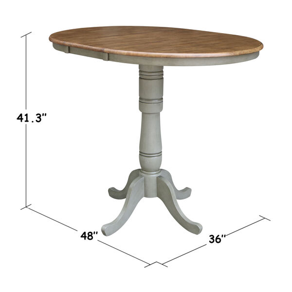 Hickory and Stone 36-Inch Width Round Top Bar Height Pedestal Table With 12-Inch Leaf, image 4