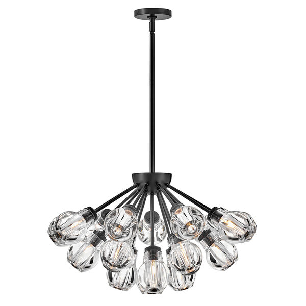 Elise Black 19-Light Convertible Pendant with Clear Crystal Glass, image 1
