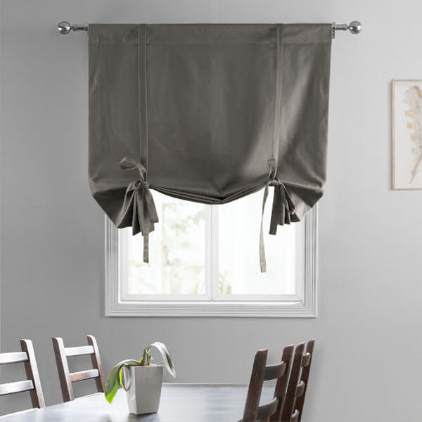 River Rock Grey Solid Cotton Tie-Up Window Shade Single Panel, image 2