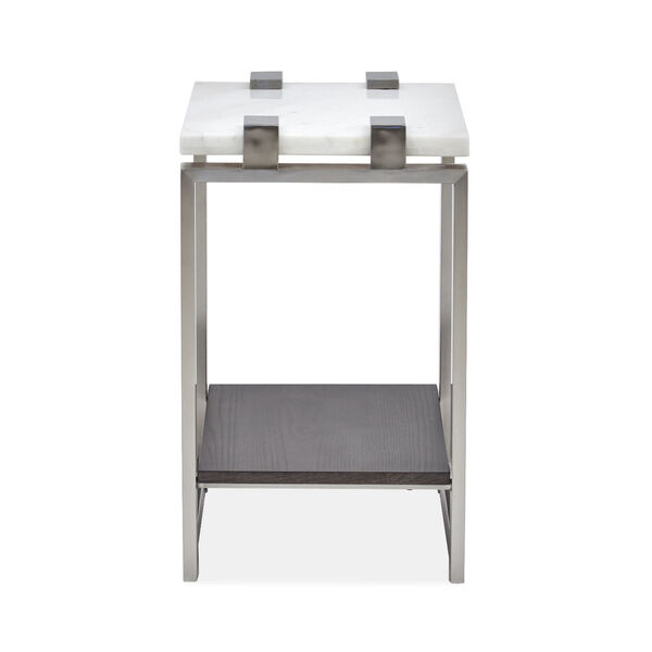 Paradox White And Brushed Platinum 24-Inch End Table, image 3