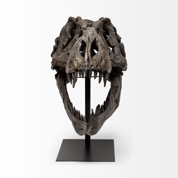 Lagrane Black Replica Dinosur Tyrannosaurus T-Rex Skull Figurine, image 2