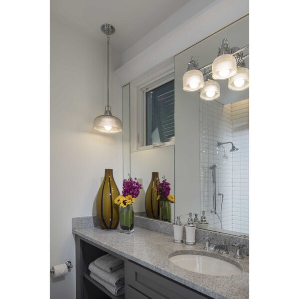 Archie Polished Chrome Two-Light Bath Fixture with Clear Double Prismatic Glass Shades, image 2