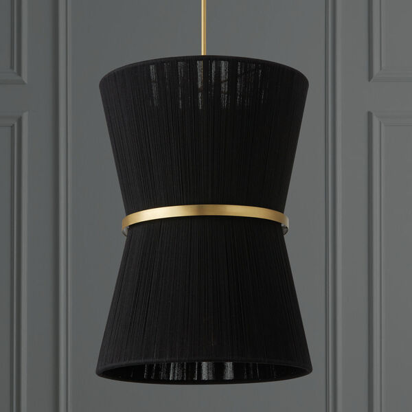 Cecilia Black Rope and Patinaed Brass Six-Light Tapered String Foyer, image 2