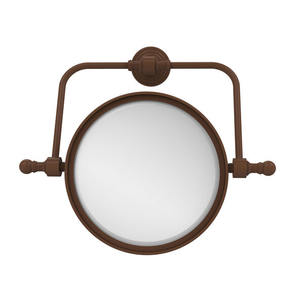 Retro Wave Collection Wall Mounted Swivel Make-Up Mirror 8 Inch Diameter with 2X Magnification, Antique Bronze, image 1