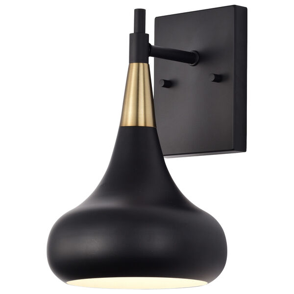 Phoenix Matte Black and Burnished Brass One-Light Wall Sconce, image 6