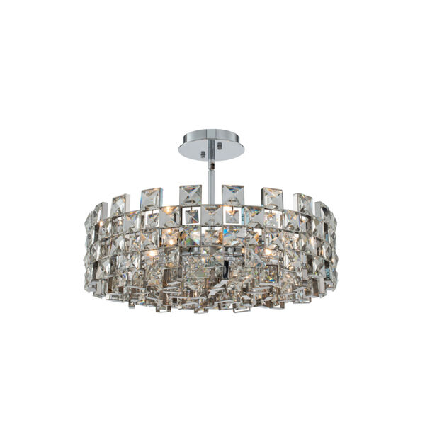 Piazze Polished Chrome Eight-Light Pendant with Firenze Crystal, image 1