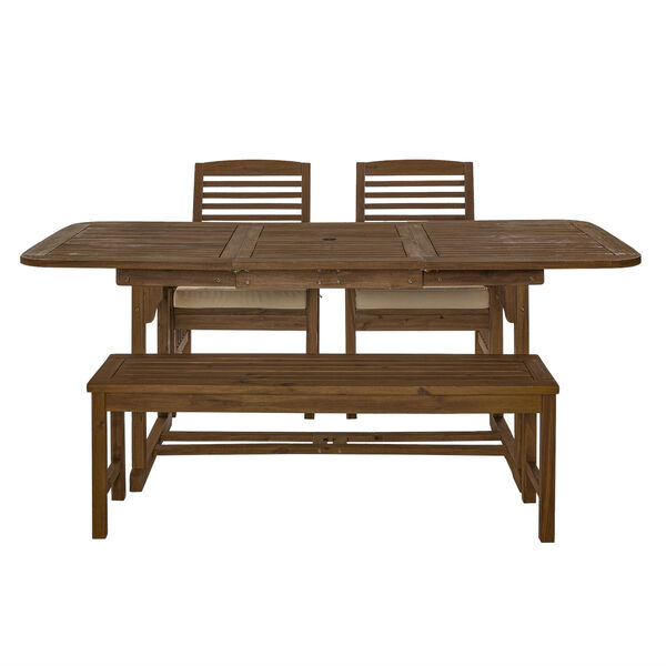 Dark Brown 35-Inch Four-Piece Outdoor Dining Table Set, image 3