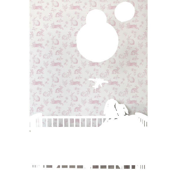A Perfect World Pink Bunny Toile Wallpaper - SAMPLE SWATCH ONLY, image 6
