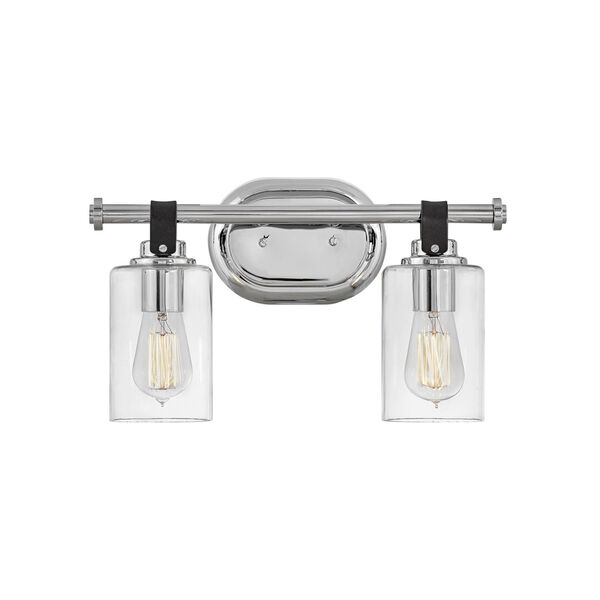 Halstead Chrome Two-Light Bath Vanity With Clear Glass, image 2