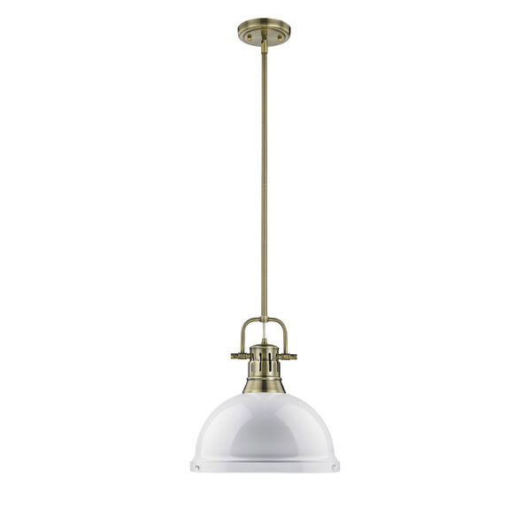 Duncan Aged Brass One-Light Pendant with White Shade, image 1