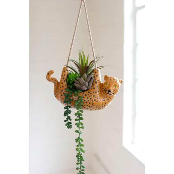 Ceramic Cheetah Hanging Planter, image 1