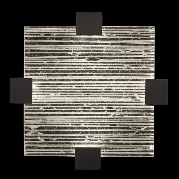 Terra Black Four-Light Square LED Flush Mount with Rake Cast Glass, image 1