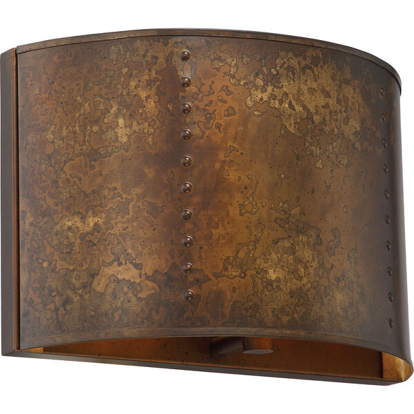 River Station Weathered Brass One-Light Industrial Bath Sconce, image 1