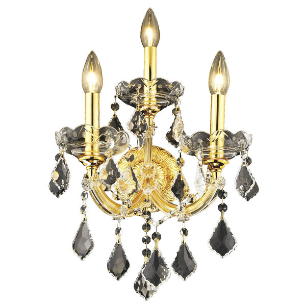 Maria Theresa Gold Three-Light 12-Inch Wall Sconce with Royal Cut Clear Crystal, image 1