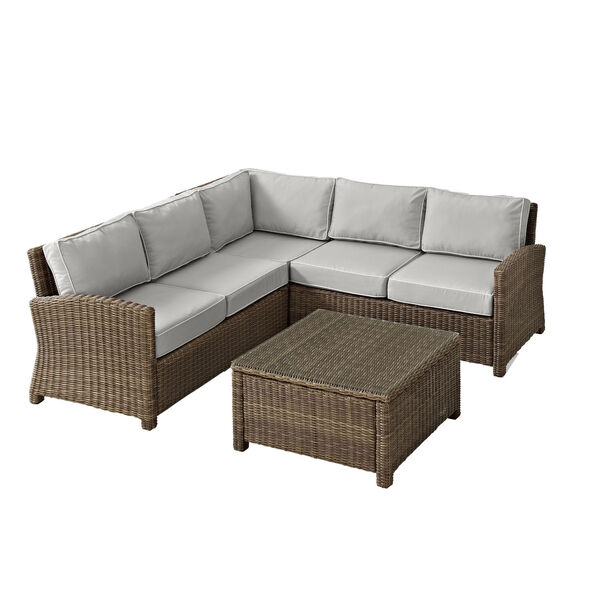 Bradenton Weathered Brown and Gray Outdoor Wicker Sectional Set, 4-Piece, image 6