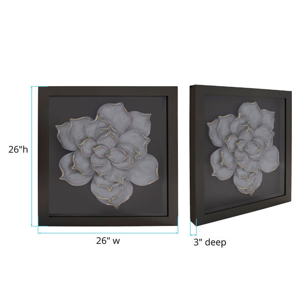 Gray and Gold 26 x 28-Inch Magnolia Flower Wood Wall Art, image 6