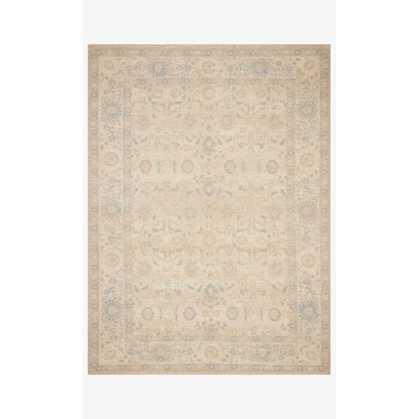 Priya Natural and Blue Rectangle: 2 Ft. 3 In. x 3 Ft. 9 In. Rug, image 1