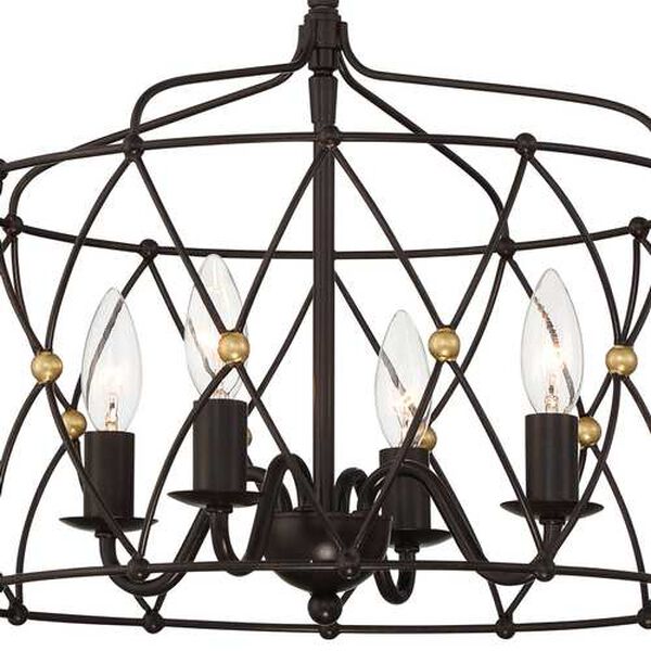 Zucca English Bronze and Antique Gold Four-Light Chandelier, image 5