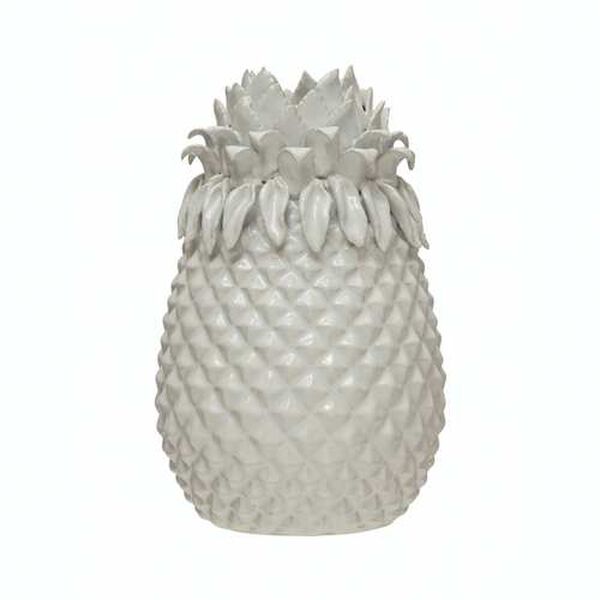 White Handmade Stoneware Pineapple Vase, image 1