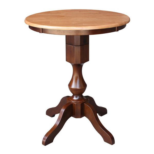 Cinnamon and Espresso Round Top Pedestal Counter Height Table, image 1