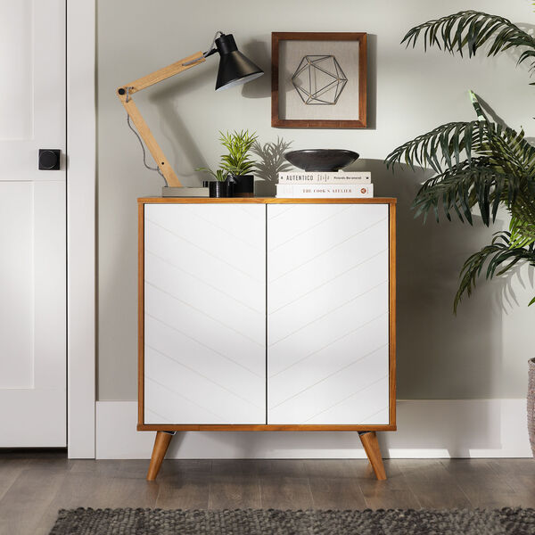 Kenswick White and Caramel Two Door Cabinet, image 2