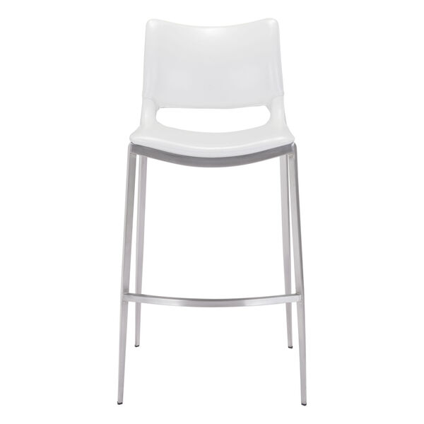 Ace White and Silver Bar Stool, Set of Two, image 4